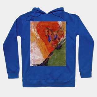 Downhill Run with horse in rainbow colors Hoodie